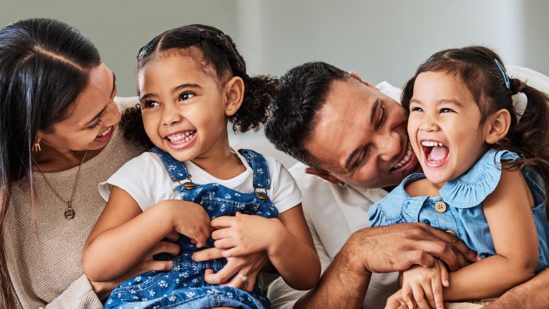 Children and Parents laughing